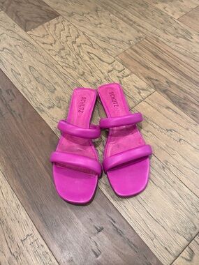 SCHUTZ Vibrant Fuchsia Double-Strap Slide Sandals